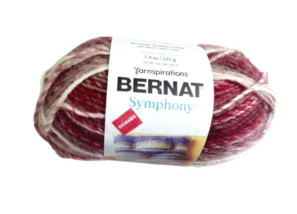 Bernat Symphony Yarn 7.9 Ounces "Pomegranate Punch" Bulky